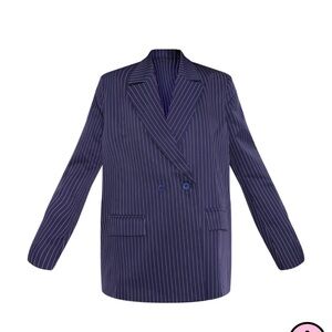 NWT * Pretty Little Thing Navy Double Breasted Oversized Blazer Size 4
